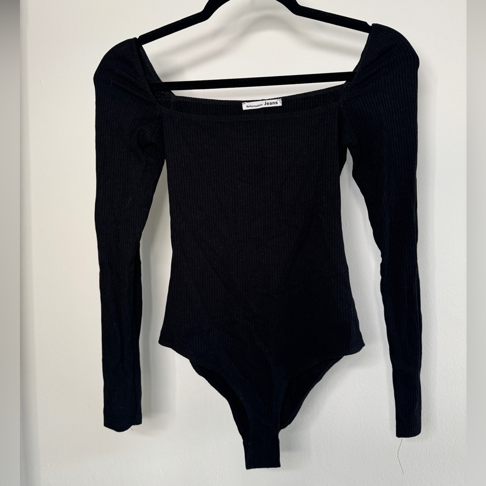 Reformation Square Neck Ribbed Bodysuit